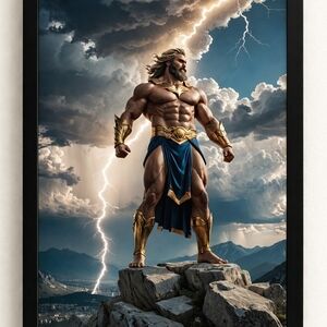 Greek God Zeus Framed Art Print In A Glass Front Frame 8x10